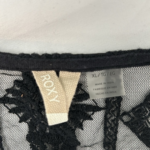 ROXY Sweet Sunshine Lace Insert Top with Bell Long Sleeves in Anthracite size XL - Picture 3 of 13